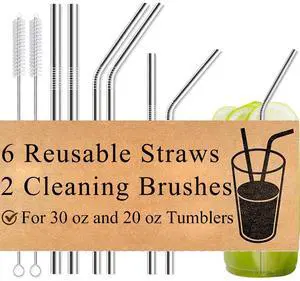 8-Pack Reusable Stainless Steel Metal Straws with Cleaning Brush - Long Metal Straws Drinking for 30 oz and 20 oz Tumbler Eco Friendly 8-Pack Reusable Stainless Steel Metal Straws with Cleaning Brush - Long Metal Straws Drinking for 30 oz and 20 oz Tumbler Eco Friendly