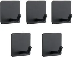 Adhesive Hooks- Heavy Duty Bath Wall Hooks Waterproof Stainless Steel Towel Hangers Stick on Wall Clothes Holders for Bathroom Kitchen Home, 5 Pack (Matte Black) Adhesive Hooks- Heavy Duty Bath Wall Hooks Waterproof Stainless Steel Towel Hangers Stick on Wall Clothes Holders for Bathroom Kitchen Home, 5 Pack (Matte Black)