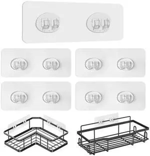 Upgraded Shower Caddy Adhesive Replacement,Strong Adhesive Hooks for Shower Caddy, Waterproof Shower Shelf Adhesive, Shower Adhesive Strips for Shower Organizer and Kitchen Racks (5 Pcs(Double Hooks)) Upgraded Shower Caddy Adhesive Replacement,Strong Adhesive Hooks for Shower Caddy, Waterproof Shower Shelf Adhesive, Shower Adhesive Strips for Shower Organizer and Kitchen Racks (5 Pcs(Double Hooks))