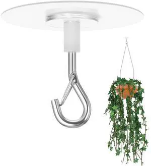Adhesive Ceiling Hook No Drill Weight-Bearing Stick-On Ceiling Hook Hanging Hooks with Safety Clasp for Small Plants Wind Chimes Lanterns Office Storage & Wall Decor Adhesive Ceiling Hook No Drill Weight-Bearing Stick-On Ceiling Hook Hanging Hooks with Safety Clasp for Small Plants Wind Chimes Lanterns Office Storage & Wall Decor