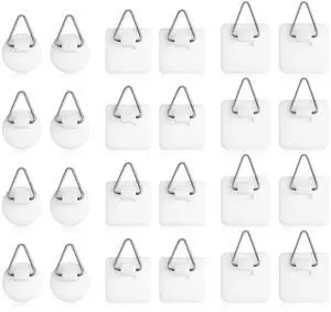 24 Pcs Self Adhesive Picture Hangers, Invisible Picture Hanging Hooks Without Nails Vertical Adhesive Frame Hooks Sticky Plate Hangers for the Wall Plate Photo Frame Wall Art Decor (3 Sizes) 24 Pcs Self Adhesive Picture Hangers, Invisible Picture Hanging Hooks Without Nails Vertical Adhesive Frame Hooks Sticky Plate Hangers for the Wall Plate Photo Frame Wall Art Decor (3 Sizes)