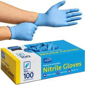 Blue Nitrile Disposable Gloves | 4.5 Nitrile Disposable Safety Medical Cooking Cleaning Gloves (Blue - Box Of 100, Large) Blue Nitrile Disposable Gloves | 4.5 Nitrile Disposable Safety Medical Cooking Cleaning Gloves (Blue - Box Of 100, Large)