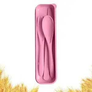 Travel Utensils with Case, Camping Utensil Sets, Wheat Straw Portable Knife Fork Spoons Tableware, Reusable Utensils for Lunch Box (Pink) Travel Utensils with Case, Camping Utensil Sets, Wheat Straw Portable Knife Fork Spoons Tableware, Reusable Utensils for Lunch Box (Pink)