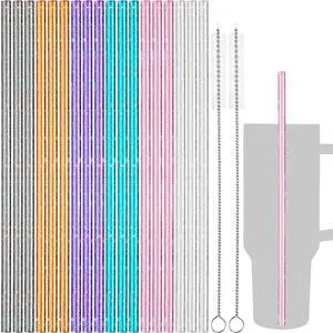 18 PCS Glitter Plastic Straws Fit for Stanley 40 oz Tumbler, 6-Color 18 PCS Glitter Plastic Straws Fit for Stanley 40 oz Tumbler, 6-Color