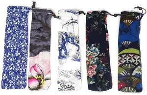 5PCS Portable Reusable Straw Carrying Case - Canvas - Mixed Patterns - Travel Bag for Various Straws, Cleaning Brush and Cutlery 5PCS Portable Reusable Straw Carrying Case - Canvas - Mixed Patterns - Travel Bag for Various Straws, Cleaning Brush and Cutlery