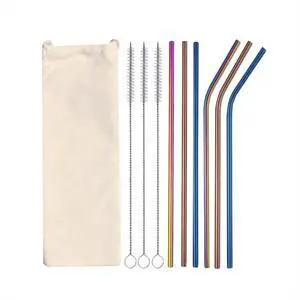 Stainless steel color straws, food grade metal, color, cold and hot drinking food grade, 1 portable bag, 3 direct, 3 curved and 3 cleaning brushes (colour) Stainless steel color straws, food grade metal, color, cold and hot drinking food grade, 1 portable bag, 3 direct, 3 curved and 3 cleaning brushes (colour)