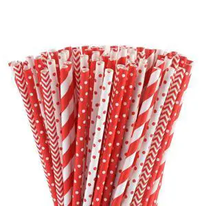 Biodegradable Red Paper Straws Bulk - 100 Dots/Stripes/Waves Straws for Beverage, Christmas, Holiday, Birthday, Wedding, Baby/Bridal Shower, Party and Decoration Biodegradable Red Paper Straws Bulk - 100 Dots/Stripes/Waves Straws for Beverage, Christmas, Holiday, Birthday, Wedding, Baby/Bridal Shower, Party and Decoration