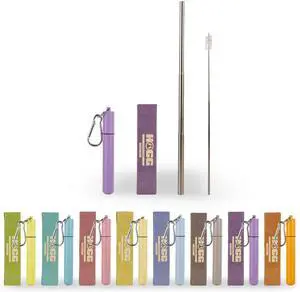 Collapsible Metal Straw, 11 in Stainless Steel, Travel Straws Reusable with Case, Portable Keychain Holder, Cruise Ship Essentials, Retractable for Travel, Compatible with Stanley, Lavender Drift Collapsible Metal Straw, 11 in Stainless Steel, Travel Straws Reusable with Case, Portable Keychain Holder, Cruise Ship Essentials, Retractable for Travel, Compatible with Stanley, Lavender Drift