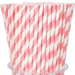 100 Packs Pink Biodegradable Striped Paper Straws, Disposable Drinking Straws for Birthday Carnival Summer Pool Party Wedding Baby Shower Halloween Christmas Party Decoration Supplies 100 Packs Pink Biodegradable Striped Paper Straws, Disposable Drinking Straws for Birthday Carnival Summer Pool Party Wedding Baby Shower Halloween Christmas Party Decoration Supplies