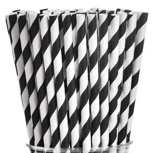 Black Paper Straws - 100 pcs Biodegradable Black and White Striped Drinking Straws for Party Decorations, Weddings, Birthdays, Baby Showers, Events and Crafts, Compostable Straws, 7.75" x 0.24" Black Paper Straws - 100 pcs Biodegradable Black and White Striped Drinking Straws for Party Decorations, Weddings, Birthdays, Baby Showers, Events and Crafts, Compostable Straws, 7.75" x 0.24"