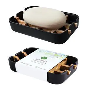 Soap Dishes for Bar Soap, Black Bathroom Soap Holder, Bamboo Soap Dishes Holder for Bathroom Shower, Bathroom Sink Soap Dish Soap Dishes for Bar Soap, Black Bathroom Soap Holder, Bamboo Soap Dishes Holder for Bathroom Shower, Bathroom Sink Soap Dish