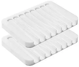 2PCS Soap Dish Holder, Premium Silicone Soap Dishes for Shower Bathroom Kitchen Sinks Soap Tray Saver Drainer, Self-draining Waterfall, Non-Slip Design, Easy Cleaning (White) 2PCS Soap Dish Holder, Premium Silicone Soap Dishes for Shower Bathroom Kitchen Sinks Soap Tray Saver Drainer, Self-draining Waterfall, Non-Slip Design, Easy Cleaning (White)