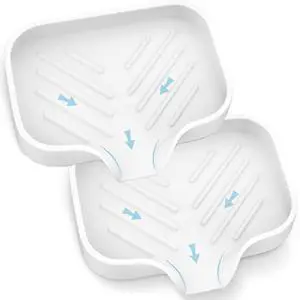 Soap Holder Tray, White Kitchen Sink Organizer with Drainage, 2-Pack Soap Holder Tray, White Kitchen Sink Organizer with Drainage, 2-Pack