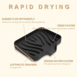 Silicone Soap Dish with Drainer, Fast Dry Kitchen Bath Black Small 2-Pack Silicone Soap Dish with Drainer, Fast Dry Kitchen Bath Black Small 2-Pack