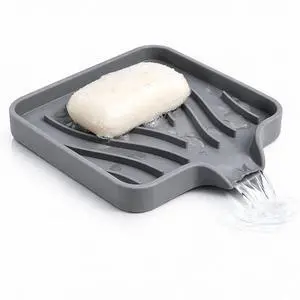 Self Draining Soap Dish with Drain Spout - Bar Soap Holder for Bathroom & Kitchen Sink - Flexible Non-Slip Silicone Soap Holder for Bar Soap, Sponge & Scrubber - 1 Pack Self Draining Soap Dish with Drain Spout - Bar Soap Holder for Bathroom & Kitchen Sink - Flexible Non-Slip Silicone Soap Holder for Bar Soap, Sponge & Scrubber - 1 Pack