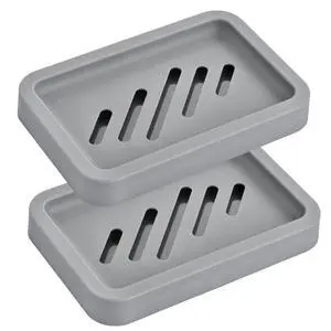 2PCS Grey Soap Holders, Premium Plastic Bamboo Dish for Shower, Bath 2PCS Grey Soap Holders, Premium Plastic Bamboo Dish for Shower, Bath