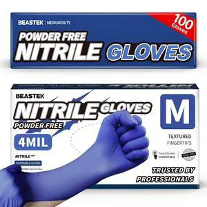 Nitrile Exam Gloves, 4.0 Mil 100 Pcs Powder-Free Latex-Free Medical Cooking Food-Safe Disposable Gloves, Blue Violet (Medium) Nitrile Exam Gloves, 4.0 Mil 100 Pcs Powder-Free Latex-Free Medical Cooking Food-Safe Disposable Gloves, Blue Violet (Medium)