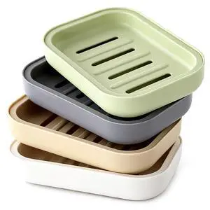Double Layer Plastic Draining Soap Dish, 4 Pack Double Layer Plastic Draining Soap Dish, 4 Pack