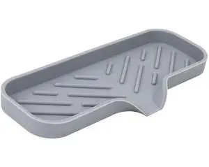 Silicone Bathroom Soap Dishes, Sponge Holder for Kitchen Sink, Shower Soap Holder with Drain, Soap Dispenser Tray, Soap Dish for Bottle, Cup, Sink or Counter Organizer - Gray 9" x 3.15" Silicone Bathroom Soap Dishes, Sponge Holder for Kitchen Sink, Shower Soap Holder with Drain, Soap Dispenser Tray, Soap Dish for Bottle, Cup, Sink or Counter Organizer - Gray 9" x 3.15"