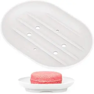 Soap Dish, Bathroom Soap Dishes Soap Holder Soap Tray with Holes to Drain Water- Oval Shape Soap Dish for Shower Bathroom Kitchen Counter Top, Keep Bars Dry - Flexible Silicone White, 1 Pack Soap Dish, Bathroom Soap Dishes Soap Holder Soap Tray with Holes to Drain Water- Oval Shape Soap Dish for Shower Bathroom Kitchen Counter Top, Keep Bars Dry - Flexible Silicone White, 1 Pack
