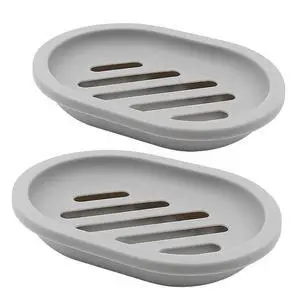 2-Pack Soap Dish with Drain, Soap Holder & Saver, Easy Cleaning, Dry, Stop Mushy Soap (Gray) 2-Pack Soap Dish with Drain, Soap Holder & Saver, Easy Cleaning, Dry, Stop Mushy Soap (Gray)