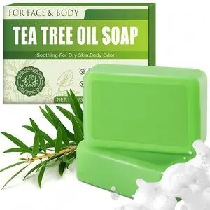 Tea Tree Oil Soap Bar for Face & Body, Natural Tea Tree Soap for Oily Skin, Deep Cleansing Bar Soap Helps Remove Odor & Impurities, Refreshing Botanical Scent, 1 Bar Tea Tree Oil Soap Bar for Face & Body, Natural Tea Tree Soap for Oily Skin, Deep Cleansing Bar Soap Helps Remove Odor & Impurities, Refreshing Botanical Scent, 1 Bar