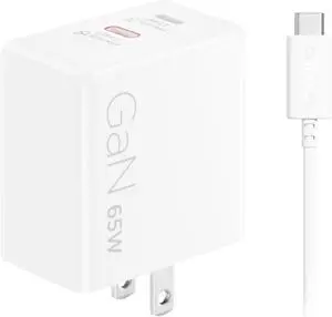 Lenovo Dual USB-C 65W GaN Charger, 2 USB-C Ports, for Laptops/Tablets & Phones & More, Compact Size, Foldable Plug, Includes 1.5m USB C Cable, Model/Type: CC65, White Lenovo Dual USB-C 65W GaN Charger, 2 USB-C Ports, for Laptops/Tablets & Phones & More, Compact Size, Foldable Plug, Includes 1.5m USB C Cable, Model/Type: CC65, White
