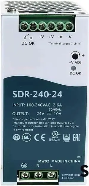 1pcs SDR-240 SDR-240-24 SDR-240-48 24V Rail 24/48V DC Switching Power Supply 240W Active PFC Industrial DC(SDR-240-24 24V) 1pcs SDR-240 SDR-240-24 SDR-240-48 24V Rail 24/48V DC Switching Power Supply 240W Active PFC Industrial DC(SDR-240-24 24V)