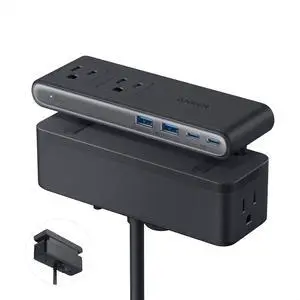Anker Nano Power Strip, Desk Clamp with 1500J Surge Protector, 5ft Extension Cord, 70W Max Gaming Desk Accessories, 6 AC, 2 USB A, 2 USB C, Home Office Essentials, Fit 0.6~1.8'' Tabletop Edge (Black) Anker Nano Power Strip, Desk Clamp with 1500J Surge Protector, 5ft Extension Cord, 70W Max Gaming Desk Accessories, 6 AC, 2 USB A, 2 USB C, Home Office Essentials, Fit 0.6~1.8'' Tabletop Edge (Black)