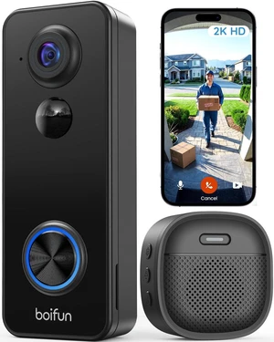 BOIFUN 2K Doorbell Camera Wireless, 180° Wide View, No Subscription, AI Human Detection, Head-to-Toe, HDR Night Vision, Two-Way Audio, Package Watch, Battery Powered with Chime, 2.4 GHz Wi-Fi Only BOIFUN 2K Doorbell Camera Wireless, 180° Wide View, No Subscription, AI Human Detection, Head-to-Toe, HDR Night Vision, Two-Way Audio, Package Watch, Battery Powered with Chime, 2.4 GHz Wi-Fi Only