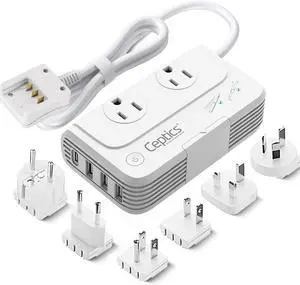 Travel Voltage Converter, Ceptics 230W Convert 220V to 110V for Curling Iron, Straightener, Chargers, Step Down World Power Plug - 4 USB Charging QC 3.0 - SWadApt - Type A, B, C, E/F, G, I Included Travel Voltage Converter, Ceptics 230W Convert 220V to 110V for Curling Iron, Straightener, Chargers, Step Down World Power Plug - 4 USB Charging QC 3.0 - SWadApt - Type A, B, C, E/F, G, I Included