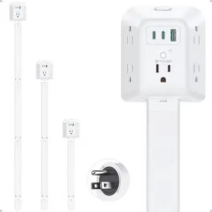 TROND Outlet Extender Stick with 360° Rotating Plug, 3 Electrical Detachable Stick to Extend 16''-39.5'', 5 AC and 2 PD 20W USB C Surge Protector Power Bar, Access Hard-to-Reach Outlets Behind Couches TROND Outlet Extender Stick with 360° Rotating Plug, 3 Electrical Detachable Stick to Extend 16''-39.5'', 5 AC and 2 PD 20W USB C Surge Protector Power Bar, Access Hard-to-Reach Outlets Behind Couches