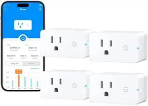 Govee Smart Plug with Energy Monitoring, WiFi Bluetooth Plug Work with Alexa and Google Assistant, 15A Smart Outlets with Timer & Group Controller, No Hub Required, ETL&FCC Certified for Home, 4 Pack Govee Smart Plug with Energy Monitoring, WiFi Bluetooth Plug Work with Alexa and Google Assistant, 15A Smart Outlets with Timer & Group Controller, No Hub Required, ETL&FCC Certified for Home, 4 Pack