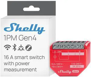 Shelly 1PM Gen4, Smart Relay Switch WiFi, Matter & Zigbee, Power Metering | Home Automation, Alexa, Google Home, Apple HomeKit Compatible, Home Assistant iOS Android App, No Hub Shelly 1PM Gen4, Smart Relay Switch WiFi, Matter & Zigbee, Power Metering | Home Automation, Alexa, Google Home, Apple HomeKit Compatible, Home Assistant iOS Android App, No Hub
