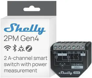 Shelly 2PM Gen4, Smart Relay Switch, WiFi, Matter & Zigbee, 2-Channel | Power Metering, Compatible with Alexa, SmartThings, Google Home, Apple HomeKit, Home Assistant, Roller Shutters Control Shelly 2PM Gen4, Smart Relay Switch, WiFi, Matter & Zigbee, 2-Channel | Power Metering, Compatible with Alexa, SmartThings, Google Home, Apple HomeKit, Home Assistant, Roller Shutters Control