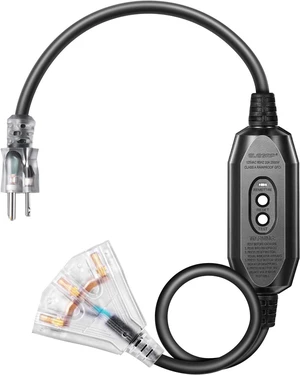 DEWENWILS 3 FT Indoor Tri-Tap GFCI Extension Cord, 12/3 Gauge SJTW 15 Amp Outer Jacket Contractor Grade Heavy Duty Power Cable with LED Lighted 3 Prong Ground Plug, UL Listed, Black DEWENWILS 3 FT Indoor Tri-Tap GFCI Extension Cord, 12/3 Gauge SJTW 15 Amp Outer Jacket Contractor Grade Heavy Duty Power Cable with LED Lighted 3 Prong Ground Plug, UL Listed, Black