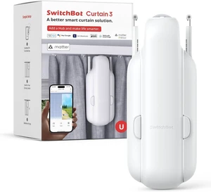 SwitchBot Smart Automatic Curtain Opener - Bluetooth Remote Control with App/Timer, Upgraded Performance Motor, Add SwitchBot Hub to Make it Work with Alexa, Google Home, HomeKit(Curtain 3, U Rail) SwitchBot Smart Automatic Curtain Opener - Bluetooth Remote Control with App/Timer, Upgraded Performance Motor, Add SwitchBot Hub to Make it Work with Alexa, Google Home, HomeKit(Curtain 3, U Rail)