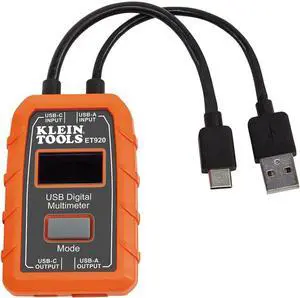 Klein Tools ET920 USB Power Meter, USB-A and USB-C Digital Meter for Voltage, Current, Capacity, Energy and Resistance Klein Tools ET920 USB Power Meter, USB-A and USB-C Digital Meter for Voltage, Current, Capacity, Energy and Resistance