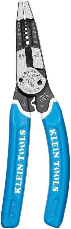 Klein Tools K12065CR Wire Stripper/Cutter/Crimper Tool, for Cutting, Stripping, Crimping, Twisting (8-18 AWG Solid, 10-20 AWG Stranded) Klein Tools K12065CR Wire Stripper/Cutter/Crimper Tool, for Cutting, Stripping, Crimping, Twisting (8-18 AWG Solid, 10-20 AWG Stranded)