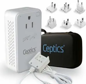 Ceptics Step Down Voltage Converter US to Europe - 200W Convert 220V to 110V for Curling Iron, Straightener, Charger USB-A & C Fast Charging SwadApt Type A, B, C, E/F, G, I Included Ceptics Step Down Voltage Converter US to Europe - 200W Convert 220V to 110V for Curling Iron, Straightener, Charger USB-A & C Fast Charging SwadApt Type A, B, C, E/F, G, I Included