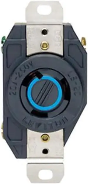 Leviton Flush Mounting Locking Receptacle, 20 Amp, 250 Volt, Grounding, Industrial Grade, 2320, Black Leviton Flush Mounting Locking Receptacle, 20 Amp, 250 Volt, Grounding, Industrial Grade, 2320, Black