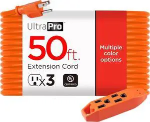 UltraPro, Orange, GE 50 Foot Extension, 16AWG, Indoor/Outdoor Use, Extra Long Power Cord, UL Listed, 51926, 50 ft, 50 Ft UltraPro, Orange, GE 50 Foot Extension, 16AWG, Indoor/Outdoor Use, Extra Long Power Cord, UL Listed, 51926, 50 ft, 50 Ft