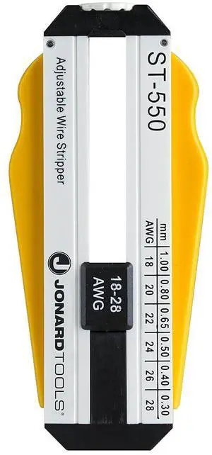 Jonard Industries ST-550 Abs Adjustable Precision Wire Stripper, 18 to 28 AWG, 3-57/64-Inch Length X 1-19/32-Inch Height X 19/32-Inch Thickness Jonard Industries ST-550 Abs Adjustable Precision Wire Stripper, 18 to 28 AWG, 3-57/64-Inch Length X 1-19/32-Inch Height X 19/32-Inch Thickness