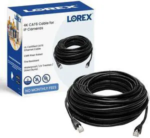 Lorex 100FT CAT6 Outdoor Extension Cable | Weather Shielded | cUL CMR Riser Rated | UV Treated | Direct Burial Underground Lorex 100FT CAT6 Outdoor Extension Cable | Weather Shielded | cUL CMR Riser Rated | UV Treated | Direct Burial Underground