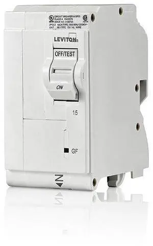 Leviton GFCI Branch Circuit Breaker, 15 Amp, 2-Pole, LB215-G, White Leviton GFCI Branch Circuit Breaker, 15 Amp, 2-Pole, LB215-G, White