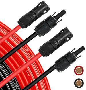 8AWG (10mm²) 30FT Solar Extension Cables, 1500V Tinned Copper PV Wire with 1.5KV 70A IP68 Male and Female Connectors for Solar Panel, Photovoltaic Solar System 8AWG (10mm²) 30FT Solar Extension Cables, 1500V Tinned Copper PV Wire with 1.5KV 70A IP68 Male and Female Connectors for Solar Panel, Photovoltaic Solar System