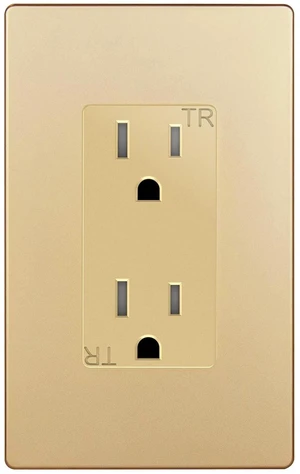 ENERLITES Elite Series Decorator Receptacle Outlet Child Safe Tamper-Resistant, Self-Grounding, Residential Grade, 15A 125V, UL Listed, Wall Plate Included, 61501-TR-GDWP, Gold ENERLITES Elite Series Decorator Receptacle Outlet Child Safe Tamper-Resistant, Self-Grounding, Residential Grade, 15A 125V, UL Listed, Wall Plate Included, 61501-TR-GDWP, Gold
