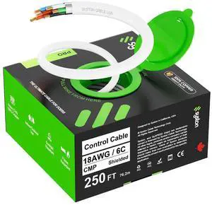 SYSTON 18/6 Alarm Security Burglar Station Control Cable Wire, 18 AWG 6 Conductors 100% Stranded Copper, Plenum-Rated CMP/CL3P Shielded, CSA ETL RoHS for Indoor/Outdoor Low Voltage Applications SYSTON 18/6 Alarm Security Burglar Station Control Cable Wire, 18 AWG 6 Conductors 100% Stranded Copper, Plenum-Rated CMP/CL3P Shielded, CSA ETL RoHS for Indoor/Outdoor Low Voltage Applications