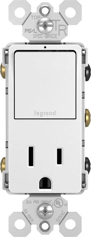 Pass & Seymour Radiant RCD38TRWCC6 Single Pole/3-Way Switch & 15 Amp Outlet, White Pass & Seymour Radiant RCD38TRWCC6 Single Pole/3-Way Switch & 15 Amp Outlet, White