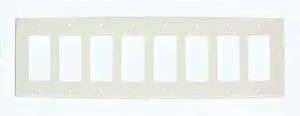 Leviton 8-Gang Decora/GFCI Device Decora Wallplate, Painted Metal, Device Mount, 80408-W, White Leviton 8-Gang Decora/GFCI Device Decora Wallplate, Painted Metal, Device Mount, 80408-W, White